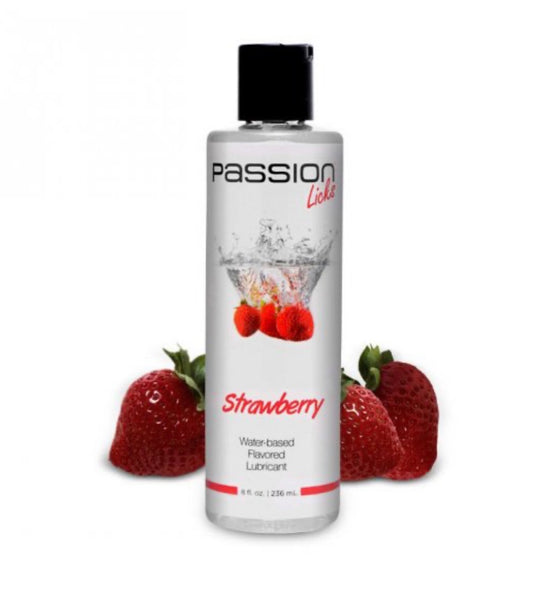 Passion Licks Strawberry Water Based Flavored Lubricant - 8 oz